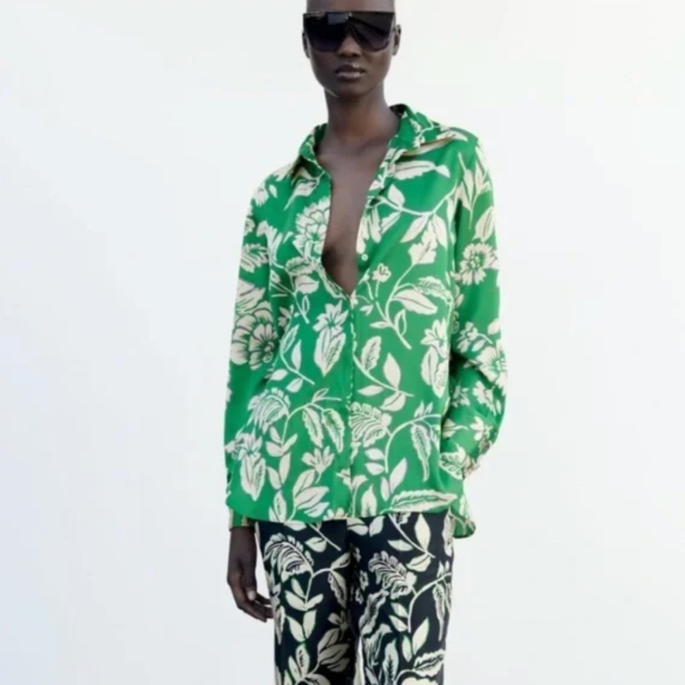 ZARA PRINTED SATIN BLOUSE